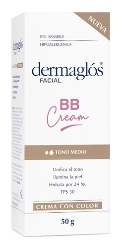 Dermaglos Bb Cream Facial Con Color Tono Medio Fps30 50 G