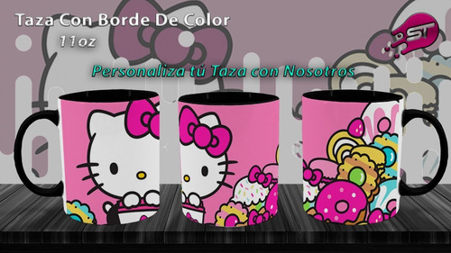 Taza Borde Color Alusiva Hello Kitty Kitty-001