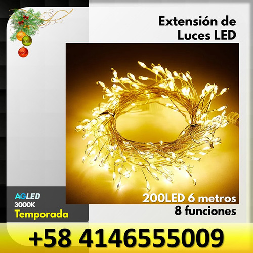 Luces Led 200leds 3000k 6mt 8 Modos