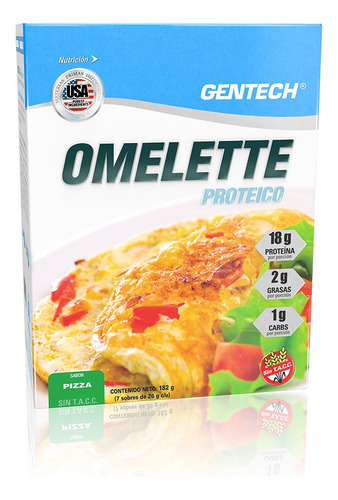 Omelette Proteico X 7 Sobres Gentech Sin Tacc Sabor Pizza
