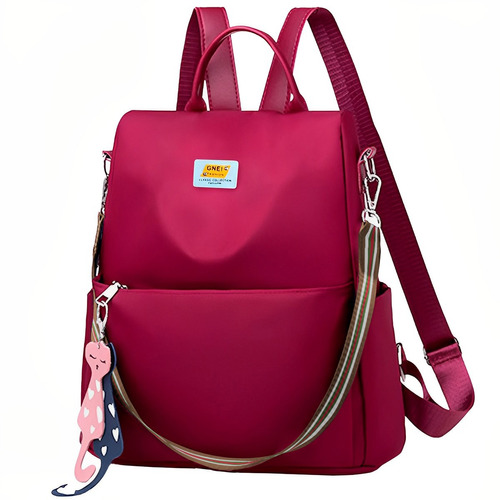 Mochila Feminina Impermeável Bolsa Media Escolar Ou Viagem Cor Vermelho