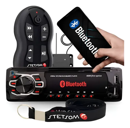 Aparelho Som Bluetooth Rádio Mp3 + Controle Longa Distância Preto