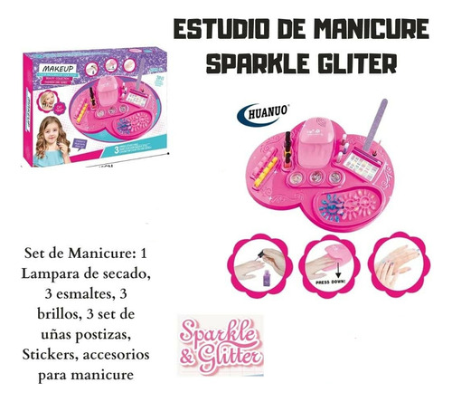 Estudio De Manicure Sparkle Glitter Especial Niñas