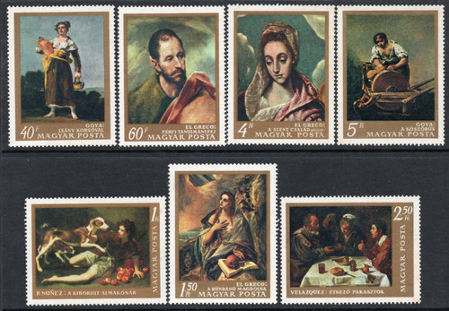 Hungría Serie X 7 Sellos Mint Pinturas Goya,  El Greco 1968 