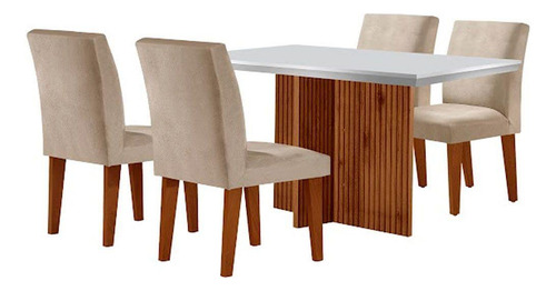 Mesa Olimpia 120 Mdf Canto Copo Com 4 Cadeiras Grecia