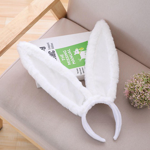Diadema Con Orejas De Conejo De Peluche, Accesorios Blanco