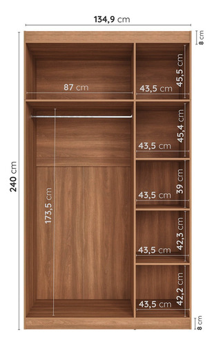 Guarda Roupa Modulado De Canto Com Espelho 6 Portas 3 Peças