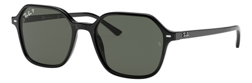 Óculos de sol Ray-Ban John Standard armação de acetato cor polished shiny black, lente green de cristal clássica, haste polished shiny black de acetato - RB2194