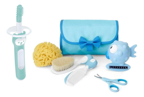 Kit Higiene Azul - Chico Com Escova Massageadora De Gengiva