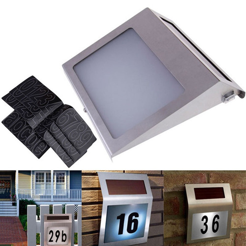 Solar Powered 3 Led Doorplate Lamp Acero Inoxidable House Nu