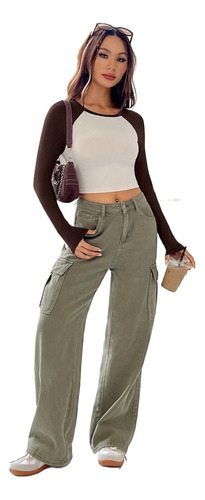 Camiseta Mujer Manga Larga Crop Top Corto