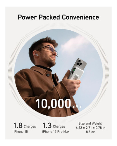 Banco De Energía Anker Maggo, Certificado Qi2, 15 W, Rápido,