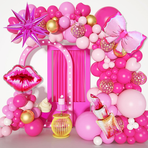 145globos Rosa Maquillaje Fiesta Labios Decoración Para Niña