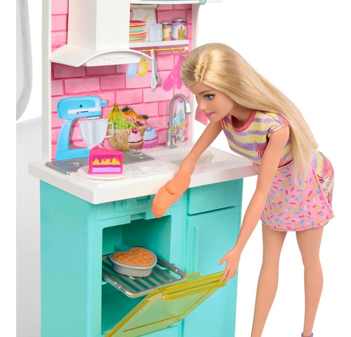 Cocina Barbie Con Accesorios - Mattel Hjy94 - 2 Muñecas