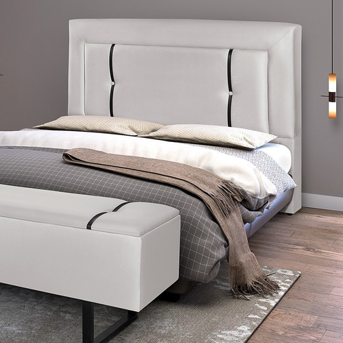 Cabeceira Cama Box Elegance Estofada Queen 160cm Suede Cor Bege