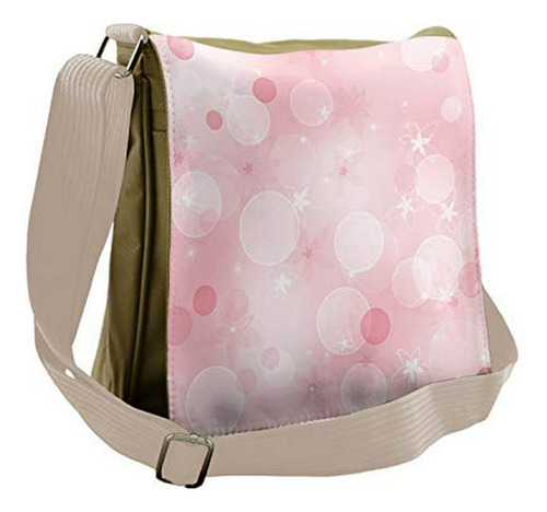 Bolso De Mensajero - Ambesonne Pale Pink Bag, Floral Spots, 