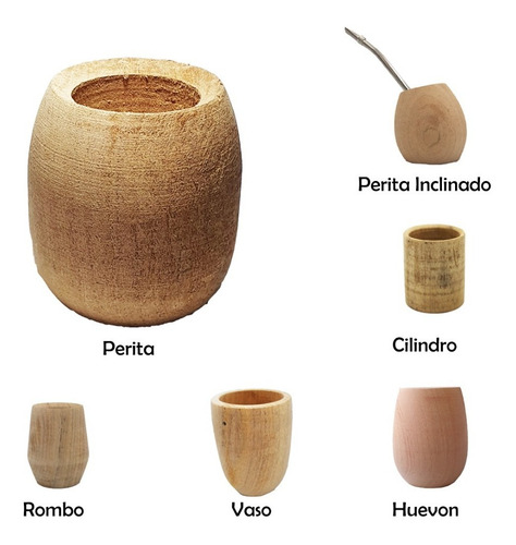 Mate De Madera Algarrobo Boca Ancho Para Pintar Grande