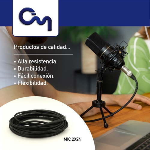 Cable Para Micrófono 2x24 Con Macho Y Hembra, 10 Metros
