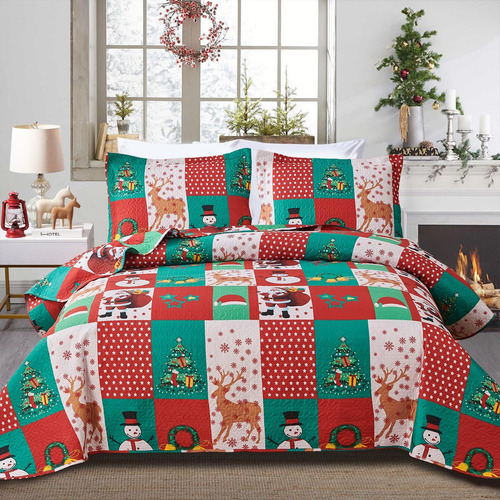 Smuge Navidad Colcha Colcha Sets Queen Size - Reversi...