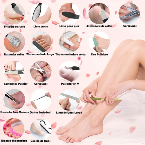 Kit 27 Herramientas Pedicura Lima Pies Cutícula Callos Talón