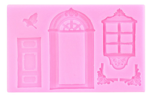 4pcs Molde De Silicona Puerta Ventana Vintage Fondant