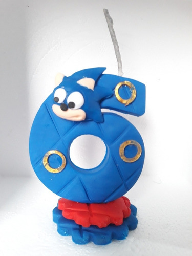 Vela Sonic Decorada Biscuit 6 Anos