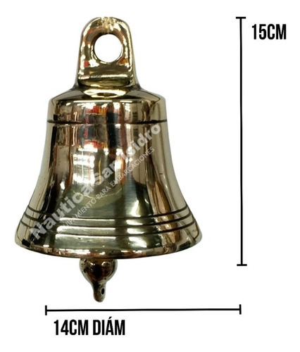 Campana De Colgar Extra Grande Bronce Pulido Con Soporte