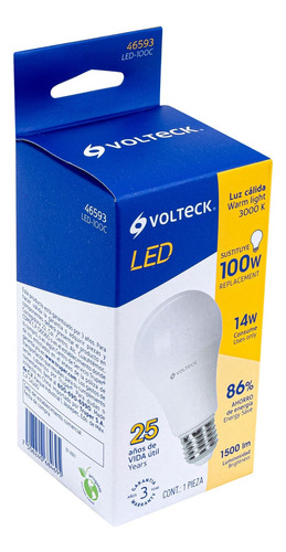 Lámparas Led A19 14 W Luz Cálida + Porta Lamparas