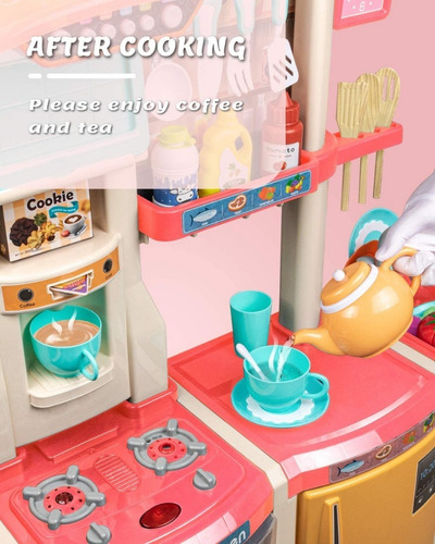Imagen 3 de 6 de Set Cocina De Juguete Infantil Vapor Agua Sonidos Luz Mjl-87