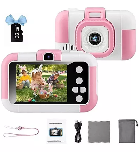Cámara para niños de 3 a 8 años de edad, niños y niñas, regalos de Navidad,  cumpleaños, cámara digital de juguete para selfies, con tarjeta SD de 32