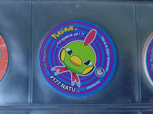 Tazo De Pokemón 3 #177 Natu Con Sticker Sin Despegar (: (Usado)