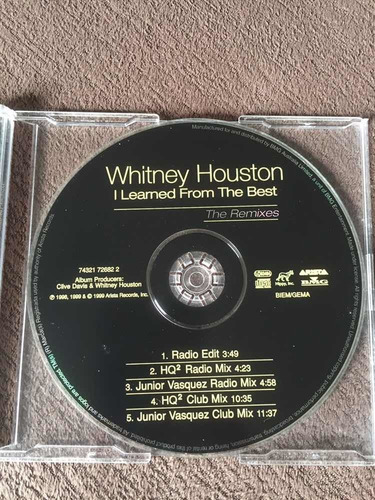 Cd Single Whitney Houston I Learned From The Best The Remixe (Usado)