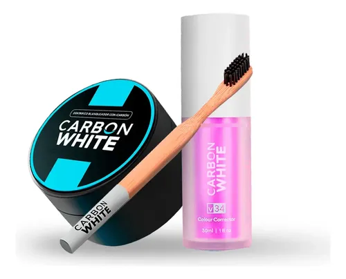 Carbon White + V34 Blanqueador Dental Corrector + Cepillo