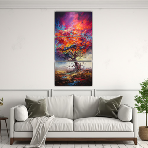 30x60cm Set 3 Cuadros Decoración Visión Tormenta Africana