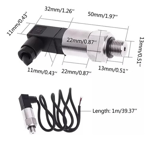 Sensor Presion Industrial 1mpa Analogico 4 A 20ma Rosca G1/4
