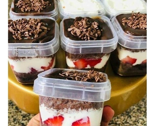 Imagem 4 de 4 de Pote Quadrado Bolo No Pote Doce 220 Ml Freezer 100 Und