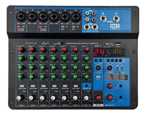 comprar Mesa De Som 8 Canais Interface 24 Efeitos Bluetooth Mxt 8t