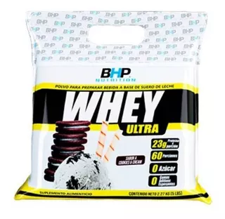 Suplemento en polvo BHP Nutrition Whey Ultra proteína sabor cookies & cream en sachet de 2.27kg