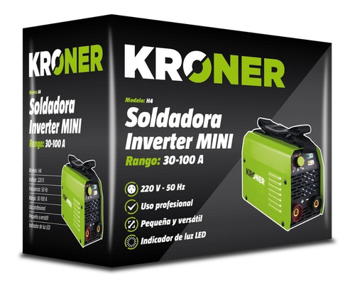 Soldadora Inverter 100 Amp Kroner Calidad Premium 220 Volts Color Verde Frecuencia 50 Hz