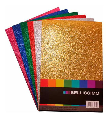 Goma Eva Glitter 20x30cm 6 Colores