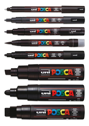 Marcadores Posca All Black Con 8 Piezas