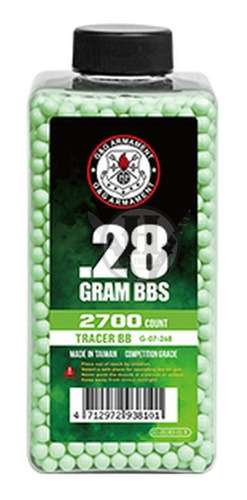 Imagen 1 de 3 de Balines Bb 6mm .28g G&g X2700 Airsoft Tracer Iluminado Verde