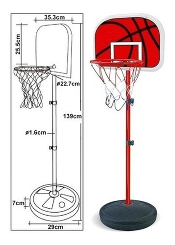 Imagem 2 de 2 de Cesta De Basquete Infantil Ate 1,39 M Com Bola Inclusa