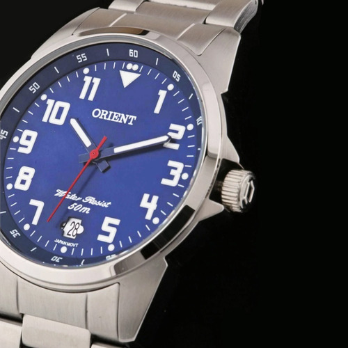 Imagem 4 de 10 de Relogio Masculino Orient Azul Mbss1154a D2sx