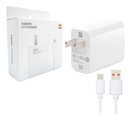 Cargador Xiaomi 33w+cable 1m Tipo C Carga Rápida Redmi Note