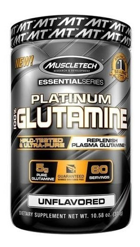 Platinum 100% Glutamine 300 Grs Muscletech 60 Servicios Amino Recuperador Muscular Post Entreno