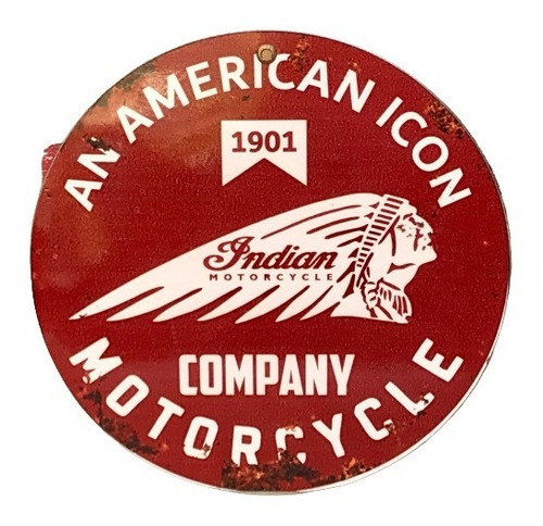 Cartel Retro Circular Indian Motorcycle 1901 Diàmetro 20 Cm