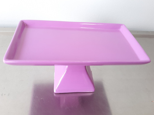 Doceira / Bandeja Decorativa Retangular Com Pé Em Cerâmica