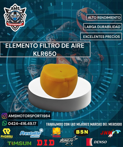 Elemnto Filtro De Aire Klr650