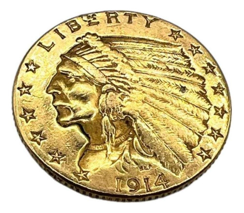 Moneda Oro 21.6k Indian Head Gold Coin $2.5 Dollars